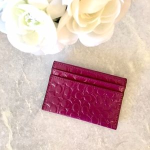 Coach Signature Card Case Holder - Plum
